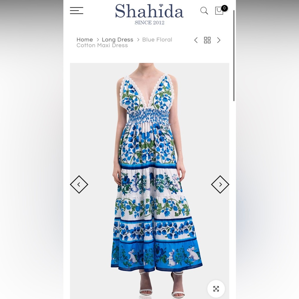 Shahida Parides Blue Bobbin Elastic Sleeveless Maxi Dress. Size Med NWT! 💙🐰
